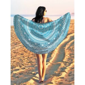 Парео и пляжный коврик «Голубая мандала», d = 150 см