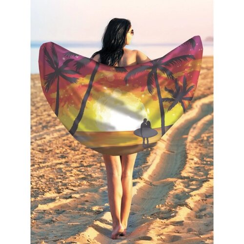 Парео и пляжный коврик «Любовь на берегу океана», d = 150 см