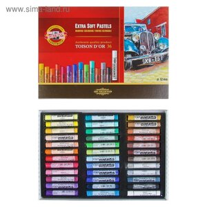Пастель сухая 36 цветов 12 мм, Extra Soft Koh-I-Noor 8552 TOISON D`OR, картонная упаковка, L=75 мм