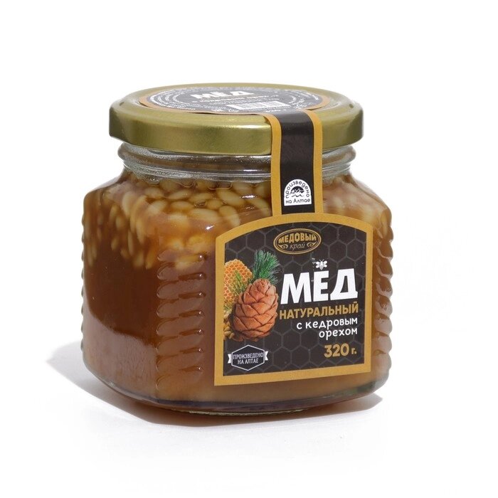 Мёд алтайский с кедровым орехом, 320 г - наличие
