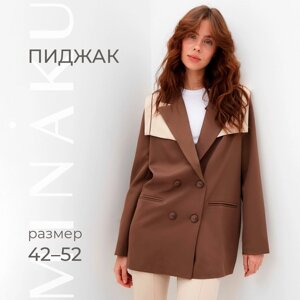 Пиджак женский с накидкой MINAKU: Casual Collection цвет коричневый, р-р 48