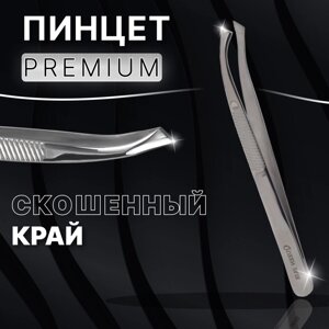 Пинцет «Premium» скошенный, широкий, 8,5 0,8 см, на блистере, цвет серебристый