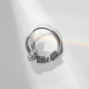 Пирсинг в ухо «Кольцо» рельеф, d=13 мм, цвет серебро