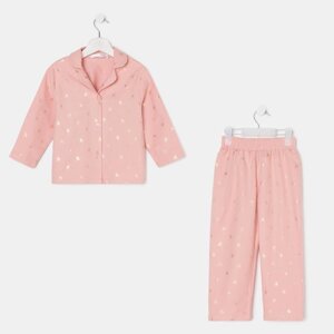 Пижама детская из фланели (рубашка, брюки) KAFTAN "Одуванчики", рост 134-140, розовый