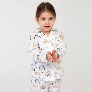 Пижама детская (рубашка, брюки) KAFTAN "Радуга" р. 110-116, белый