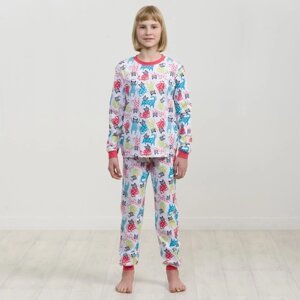 Пижама для девочек, рост 116 см, цвет белый