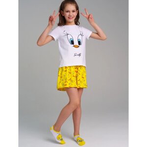 Пижама для девочки PlayToday: футболка и шорты, рост 140 см