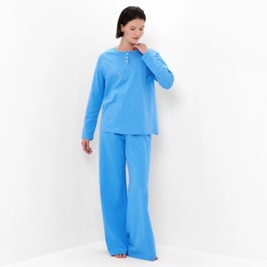 Пижама женская (джемпер, брюки) MINAKU: Home collection цвет голубой, р-р 44