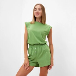 Пижама женская (майка, шорты) MINAKU: Home collection цвет зеленый, р-р 48