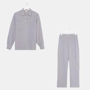 Пижама женская (рубашка и брюки) KAFTAN "Basic" размер 52-54, цвет серый