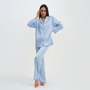 Пижама женская (рубашка и брюки) KAFTAN "Треугольники" цвет голубой, размер 52-54