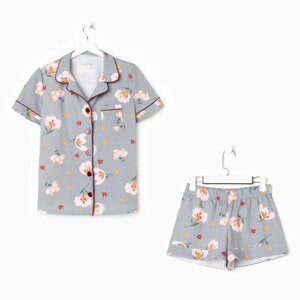 Пижама женская (рубашка и шорты) KAFTAN «Цветы» р. 52-54