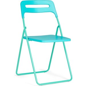 Пластиковый стул Fold складной, металл/пластик, голубой/голубой 43x46x81 см
