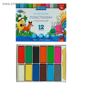 Пластилин GLOBUS "Классический", 12 цветов, 240 г, рекомендован педагогами