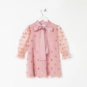 Платье детское нарядное KAFTAN горошек, рост 98-104, розовый