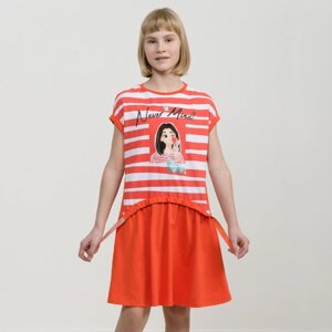 Платье для девочек, рост 122 см, цвет красный