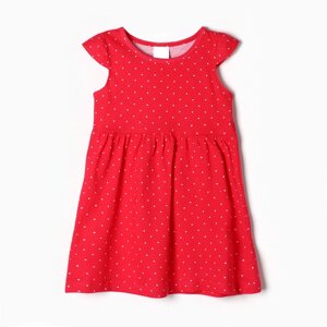 Платье для девочки "Белый горох", цвет красный, рост 104-110