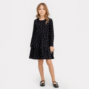 Платье для девочки, цвет чёрный/сердечки, рост 116 см