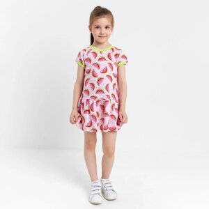 Платье для девочки, цвет розовый/арбузы, рост 116 см