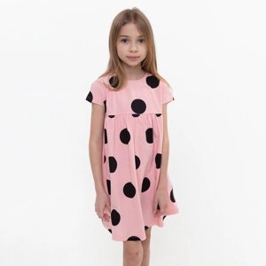 Платье для девочки, цвет розовый/горох, рост 98 см