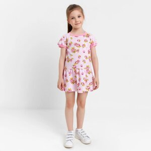 Платье для девочки, цвет розовый/розочки, рост 104 см