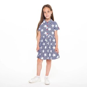 Платье для девочки, цвет тёмно-синий/белый, рост 104 см