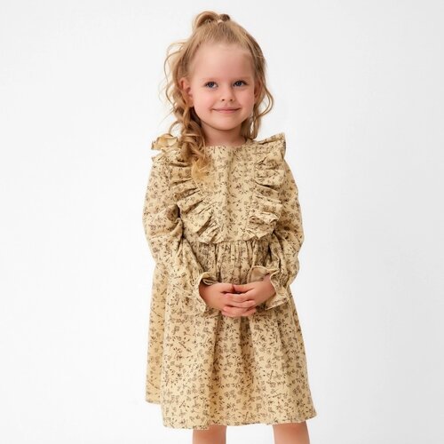 Платье для девочки MINAKU: Cotton collection цвет бежевый, рост 104 см