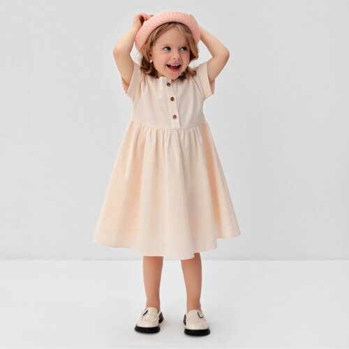 Платье для девочки MINAKU: Cotton Collection цвет бежевый, рост 146