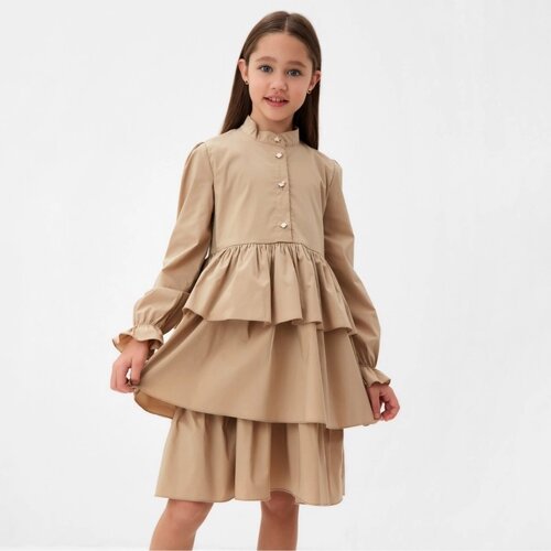 Платье для девочки MINAKU цвет бежевый, рост 128 см