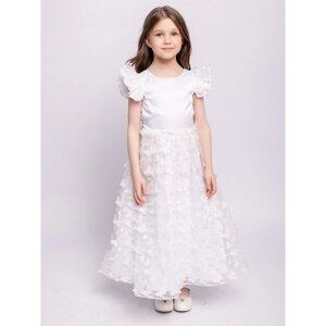Платье для девочки, рост 128 см, цвет белый