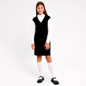Платье для девочки школьное, цвет чёрный, рост 128 см
