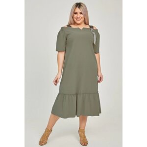 Платье женское, размер 52, цвет зелёный