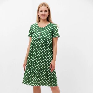 Платье женское в горох, цвет зелёный, размер 48