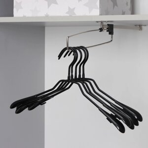Плечики - вешалки для одежды антискользящие Доляна, 3920,5 см, 5 шт, цвет чёрный