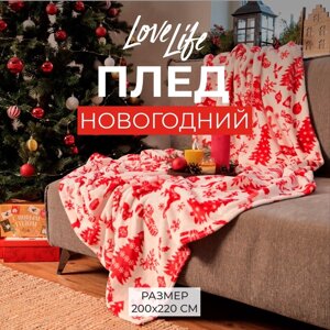 Плед LoveLife «Новогодний лес» 200х220 см,100% п/э, велсофт 280 гр/м2