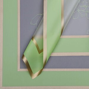 Пленка для цветов матовая, "Цветы с каймой", 58х58см, зелёный