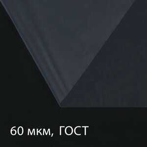 Плёнка полиэтиленовая 60 мкм, прозрачная, длина 5 м, ширина 3 м, рукав (1.5 м 2), ГОСТ 10354-82