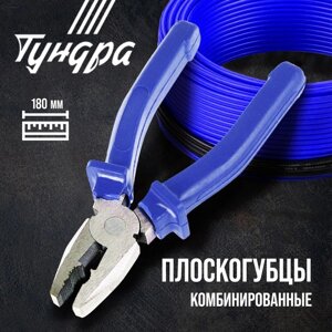 Плоскогубцы комбинированные ТУНДРА, CrV, шлифованные, пластиковые рукоятки, 180 мм