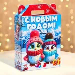 Подарочная коробка Новогодняя Подарок "Совята" с игрой и анимацией 16,8 х 6,8 х 20, 9 см.