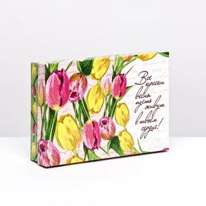 Подарочная коробка сборная "Тюльпаны", 21 х 15 х 5,7 см