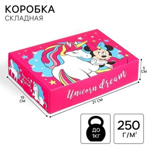 Подарочная коробка, складная, 21х15х5 см, Минни Маус и Единорог