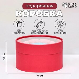 Подарочная коробка "Wewak" красный бархат, завальцованная с окном, 18 х 10 см