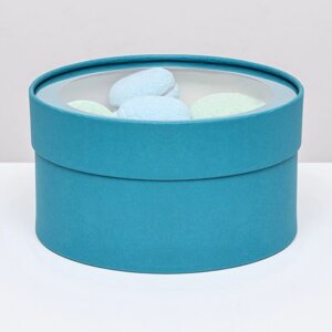Подарочная коробка "Wewak" сине-травяной, завальцованная с окном, 18 х 10 см