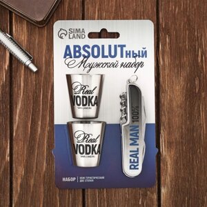 Подарочный набор «ABSOLUT»нож мультитул, стопки 2 шт