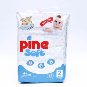 Подгузники детские Pine Soft 2 Mini (3 - 6 kg), 52 шт