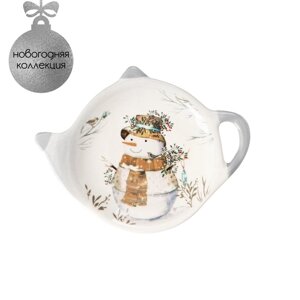 Подставка под чайный пакетик Доляна «Рождественский снеговик», 128,4 см, цвет белый