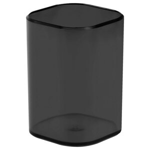 Подставка-стакан для канцелярии СТАММ "Фаворит", пластиковый, квадратный, тонировано-черная