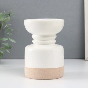 Подсвечник керамика на 1 свечу "Атлант" песочно-белый 9,3х9,3х13,5 см