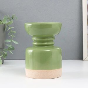 Подсвечник керамика на 1 свечу "Атлант" песочно-зелёный 9,3х9,3х13,5 см
