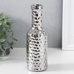 Подсвечник керамика на 1 свечу "Бутыль" d=1,5 см серебро 6х6х20 см